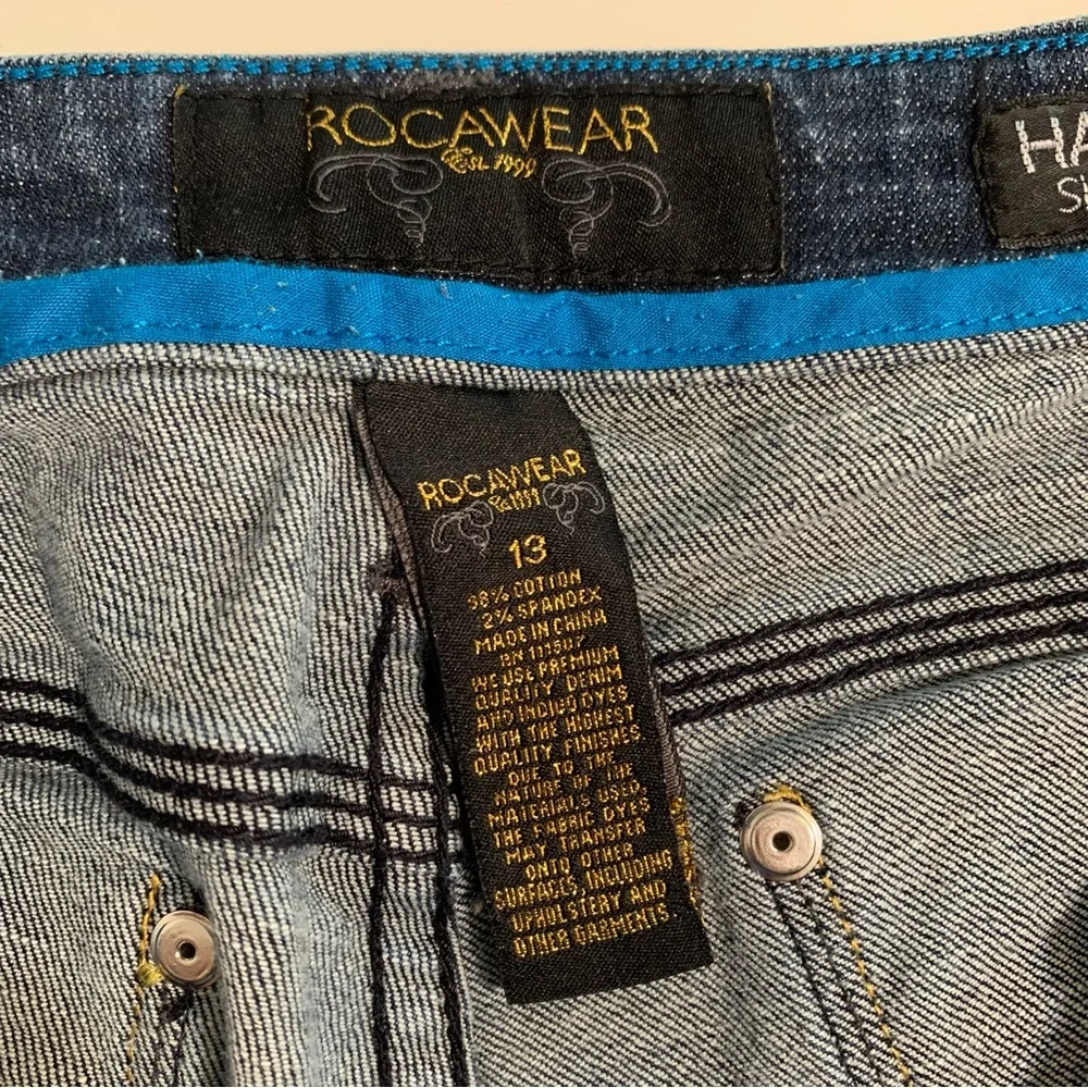 Rocawear Hannah Skinny Leg Jeans Dark Wash Mid Rise Size Juniors 13